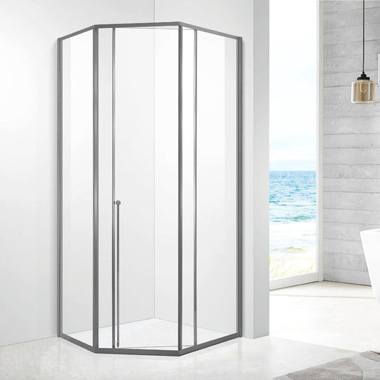 Stainless Steel Aluminum Frame Corner Shower Enclosure Sliding Door for Hotel Apartment Home Bathroom Decoration ST-9044
