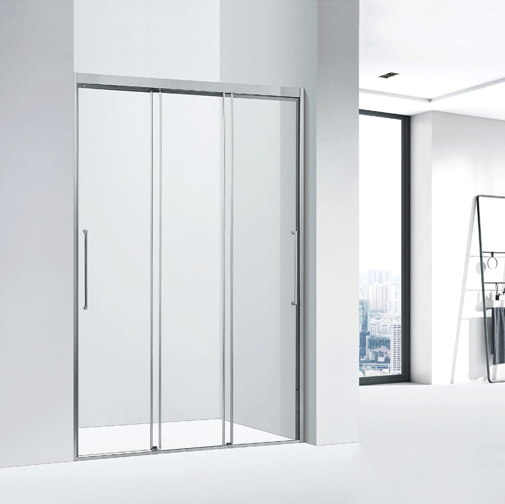 Tempered Glass Shower Door 3-Piece Double Sliding Door for Hotels and apt ST-9038