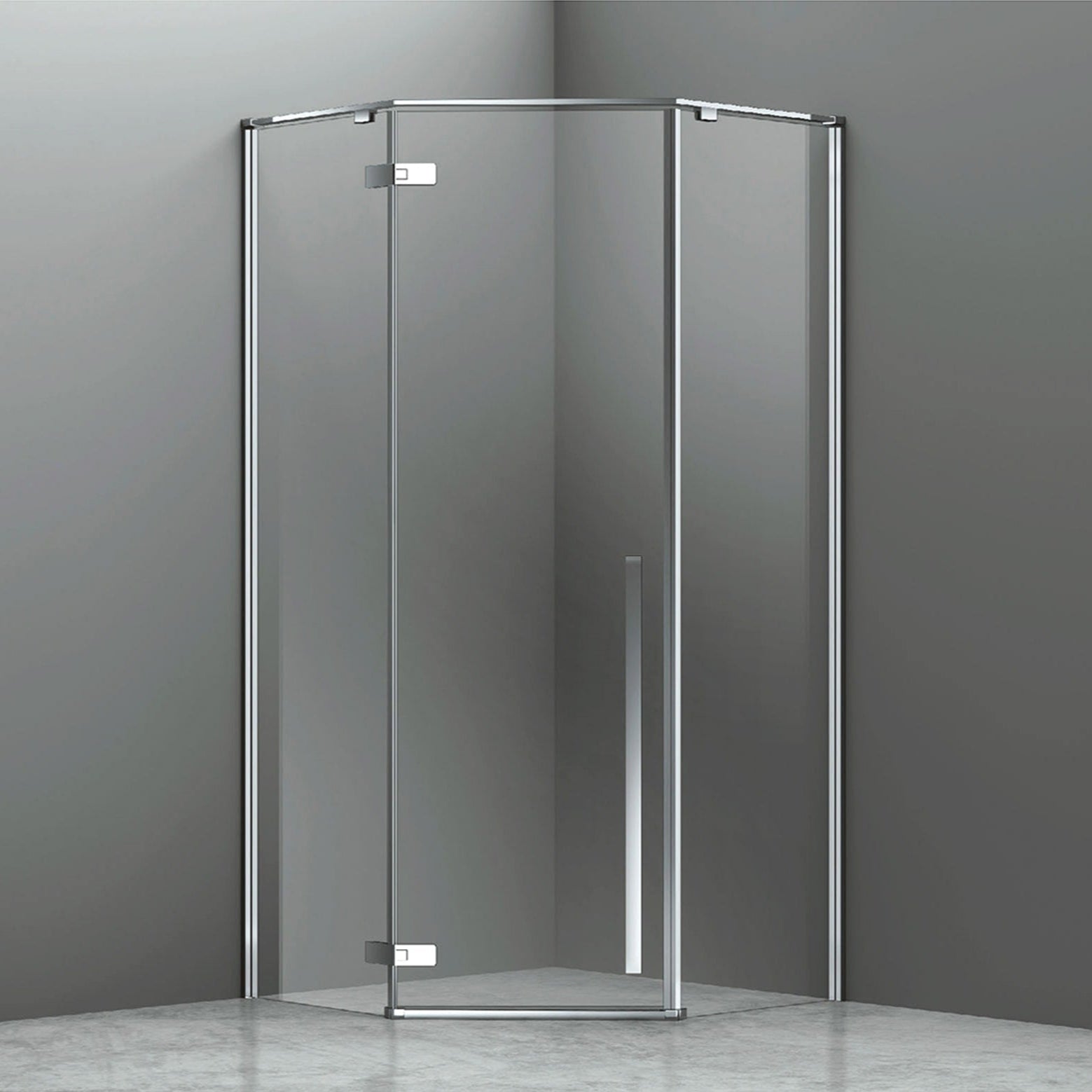 Tempered Glass Shower Doors Modern Framed Diamond Hinge Sliding Corner Shower Base Screen Bathroom Use ST-9016
