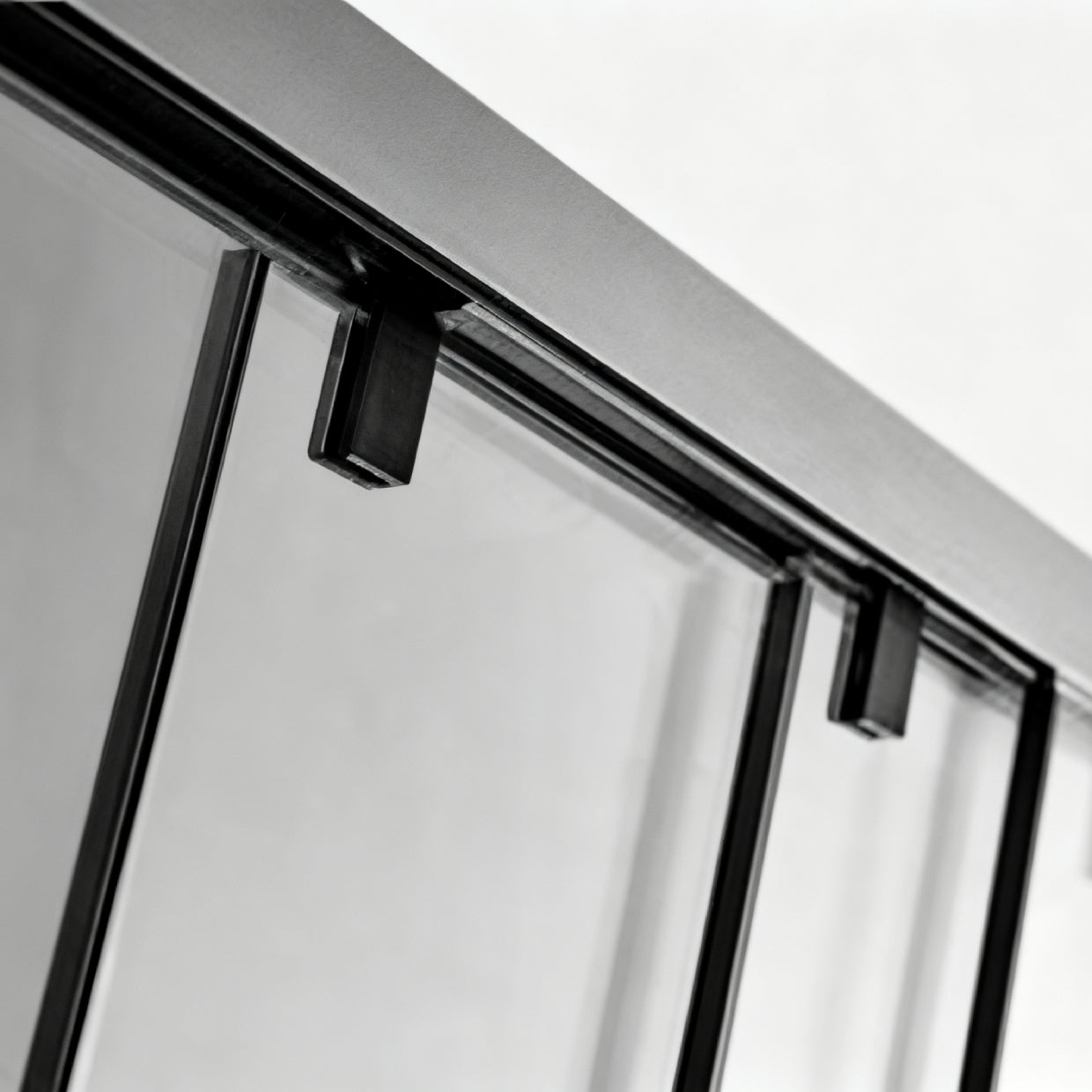 Three-Door Interactive Sliding Shower Doors  Black Frame
