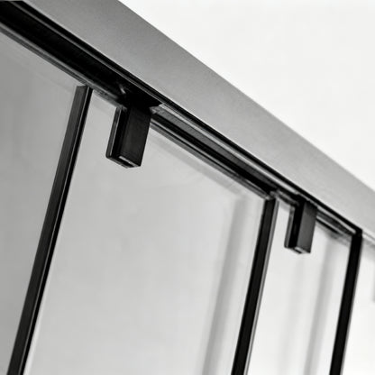 Three-Door Interactive Sliding Shower Doors  Black Frame